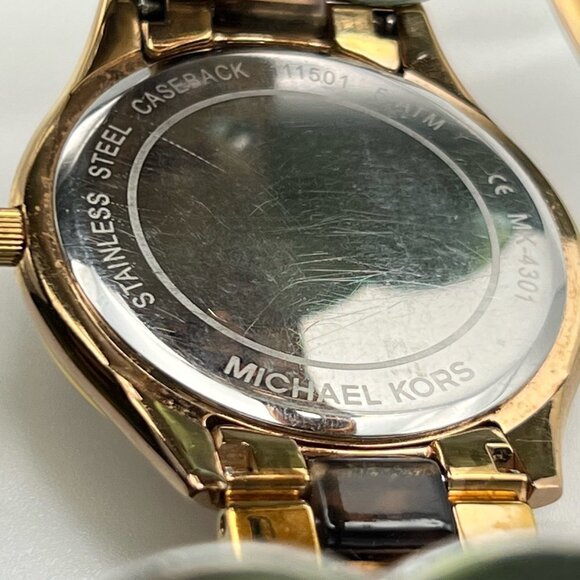 Michael Kors MK4301 Runway Rose Gold Tortoise Ladies Watch Extra Links Working - Picture 11 of 11